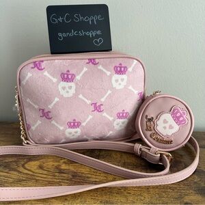 New Juicy Couture Haunted Couture Pink Skulls Double Crossbody Bag Halloween